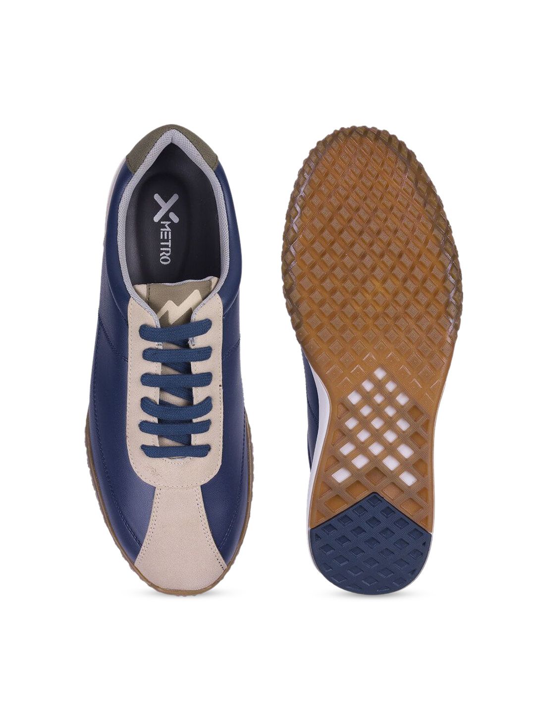 Metro Men Colourblocked Round Toe Lace-Ups Casual Sneakers