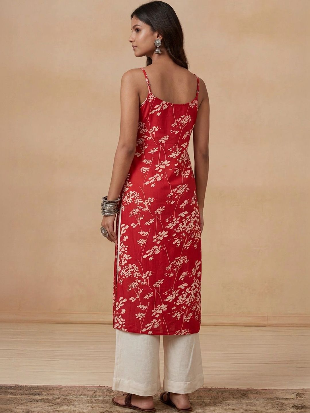 Rumah Wanita Chikankari Floral Printed Chikankari Floral Kurta