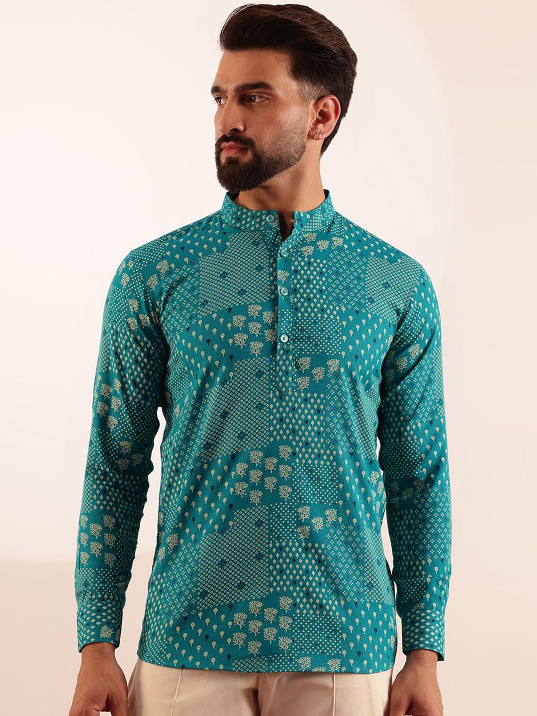 Anouk Ethnic Motifs Printed Mandarin Collar Short Kurta