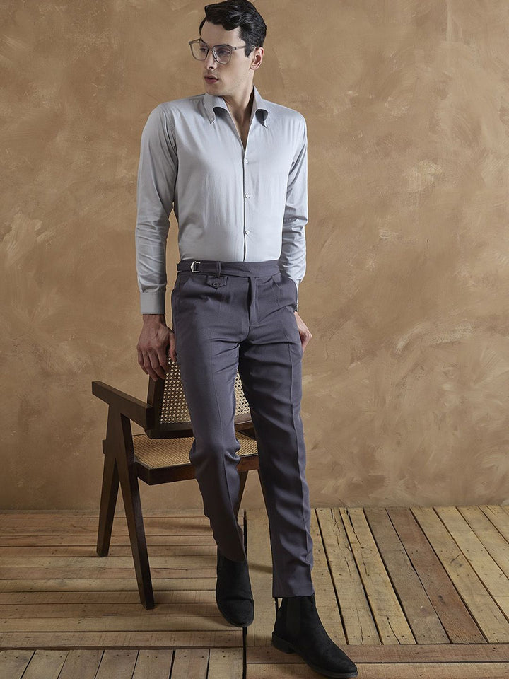 DENNISON Men Relaxed Mid-Rise Easy Wash Pleated Chinos Trousers