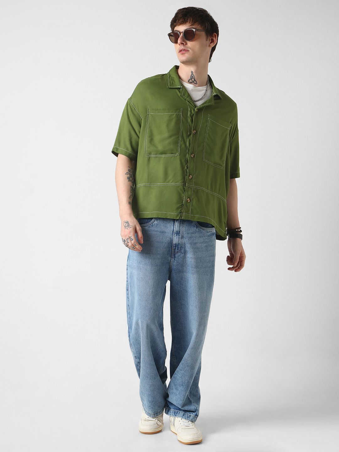 VASTRADO Men Classic Cuban Collar Opaque Oversized Casual Shirt