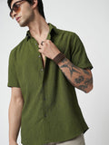 VASTRADO Men Classic Spread Collar Textured Slim Fit Casual Shirt