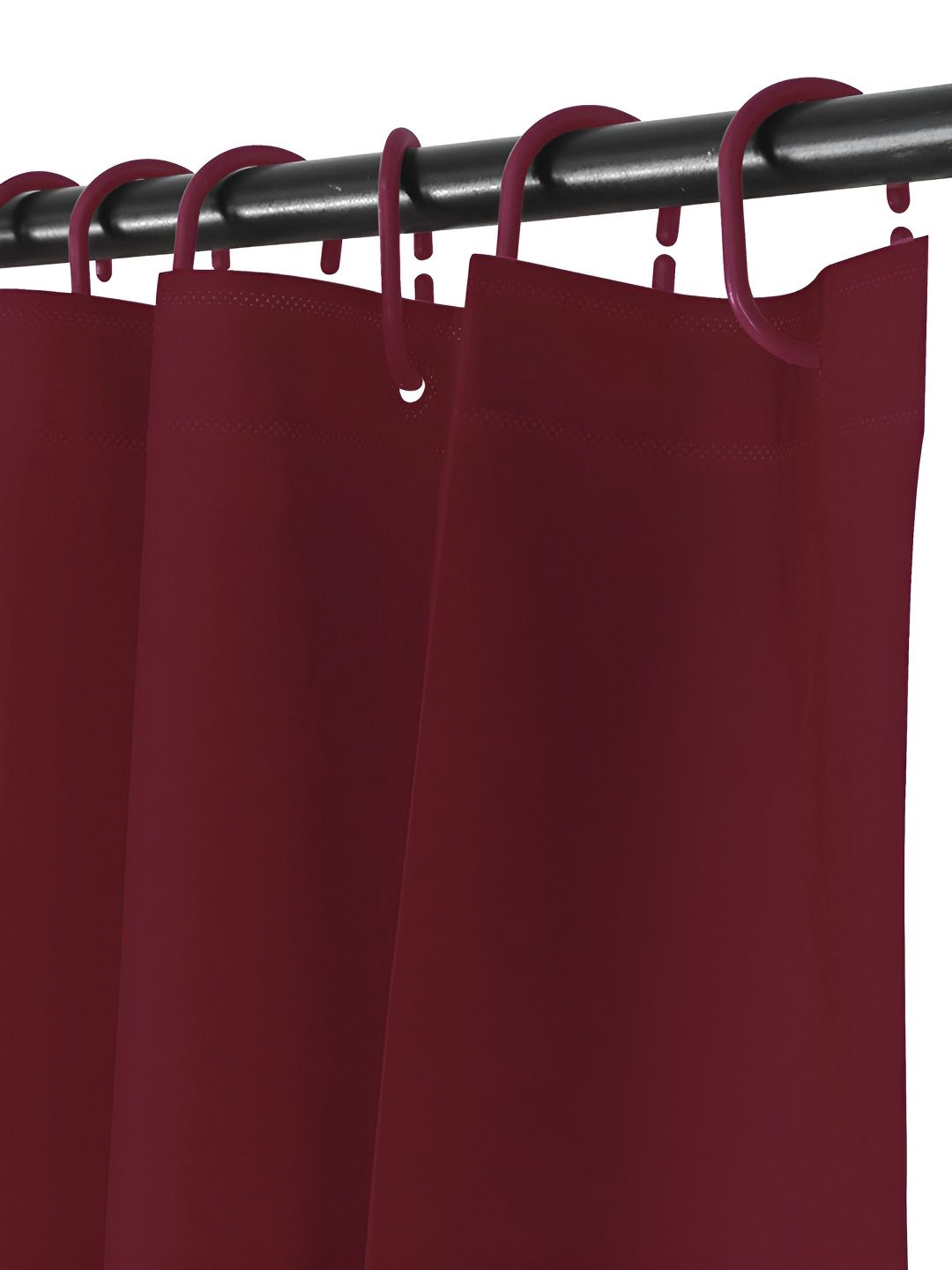 Story@home Maroon & White Shower Curtains With 12 Rings