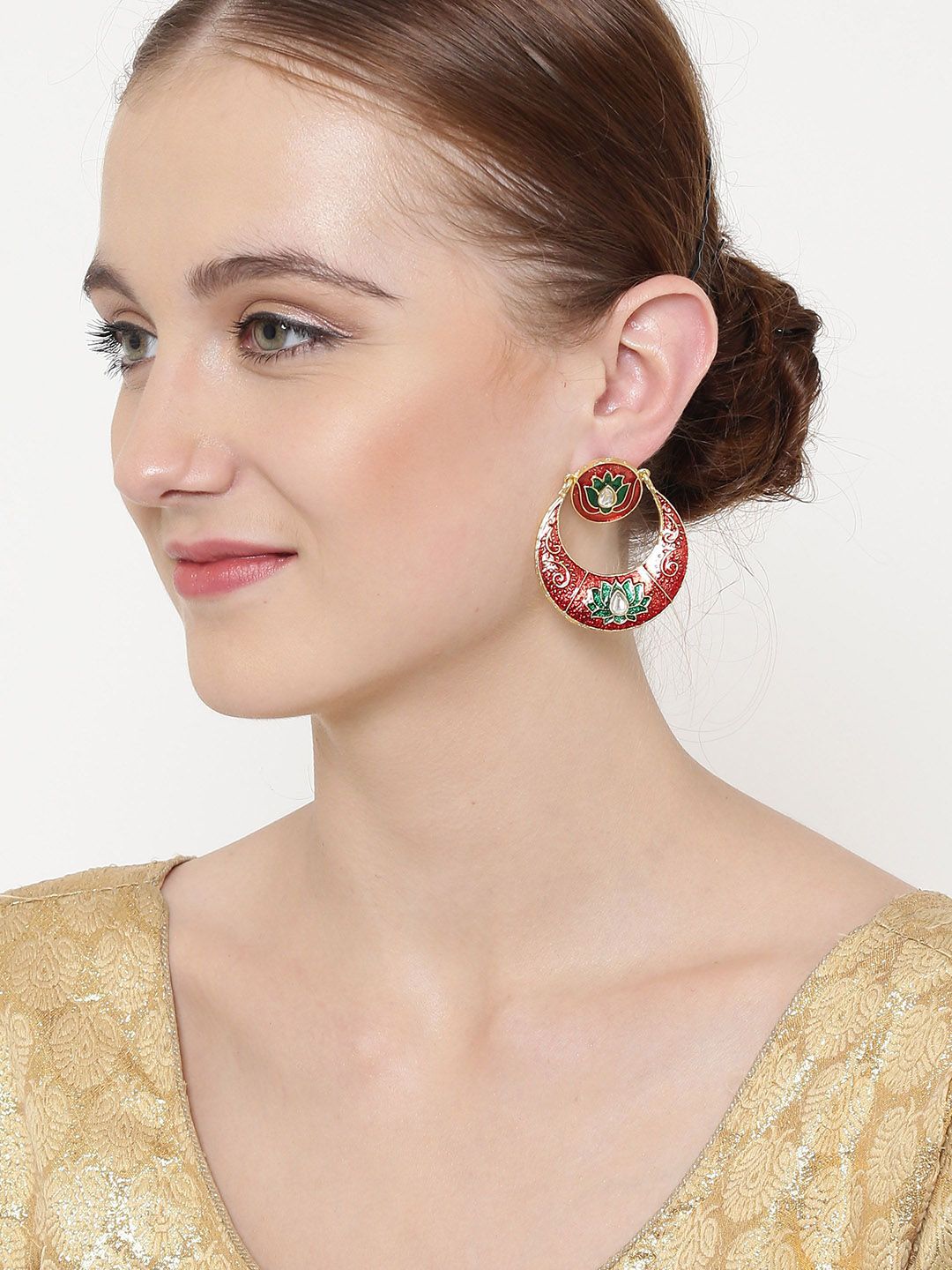 Anouk Gold-Plated Cubic Zirconia Studded Contemporary Drop Earrings