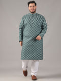 SOJANYA PLUS Saiz Motif Etnik Bercetak Kolar Jalur Kurta Lurus
