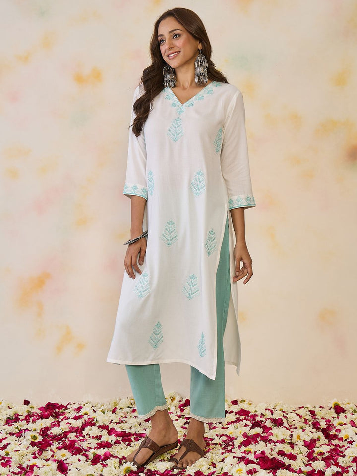 Indo Era Women Ethnic Motifs Embroidered Sequinned Floral Kurta