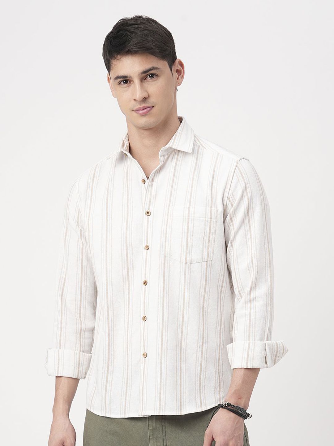 VASTRADO Men Classic Slim Fit Multi Stripes Opaque Striped Casual Shirt