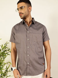 Thomas Scott Men Smart Spread Collar Micro Ditsy Printed Pure Cotton Casual Shirt