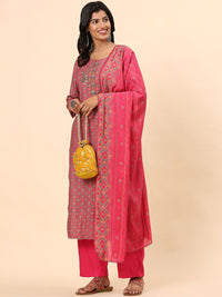 Mamicha Women Ethnic Motifs Printed Regular Pure Cotton Kurta with Trousers & With Dupatta