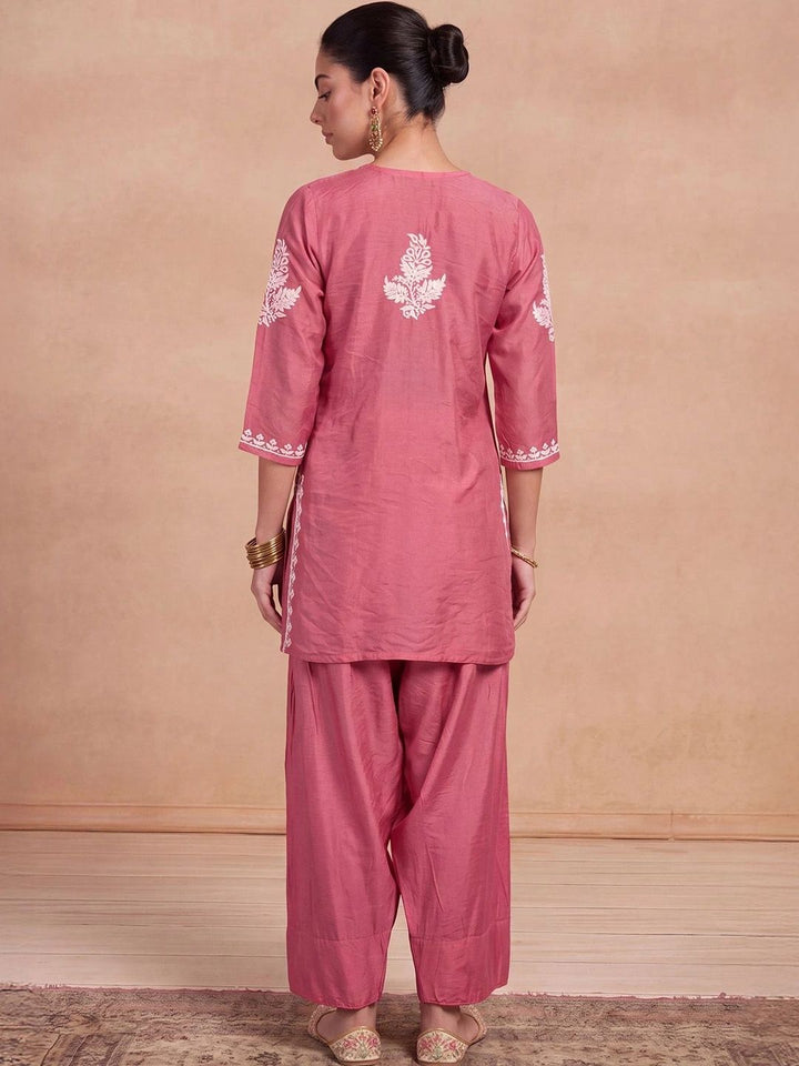 House of Chikankari Women Ethnic Motifs Embroidered Regular Thread Work Kurta with Patiala
