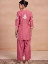 House of Chikankari Women Ethnic Motifs Embroidered Regular Thread Work Kurta with Patiala