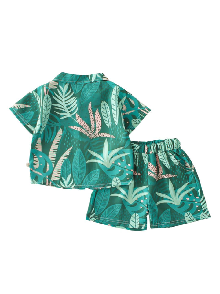 YK Boys Printed Shirt & Shorts Clothing Set