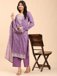 Mamicha Women Floral Embroidered Regular Pure Cotton Kurta with Palazzos & With Dupatta