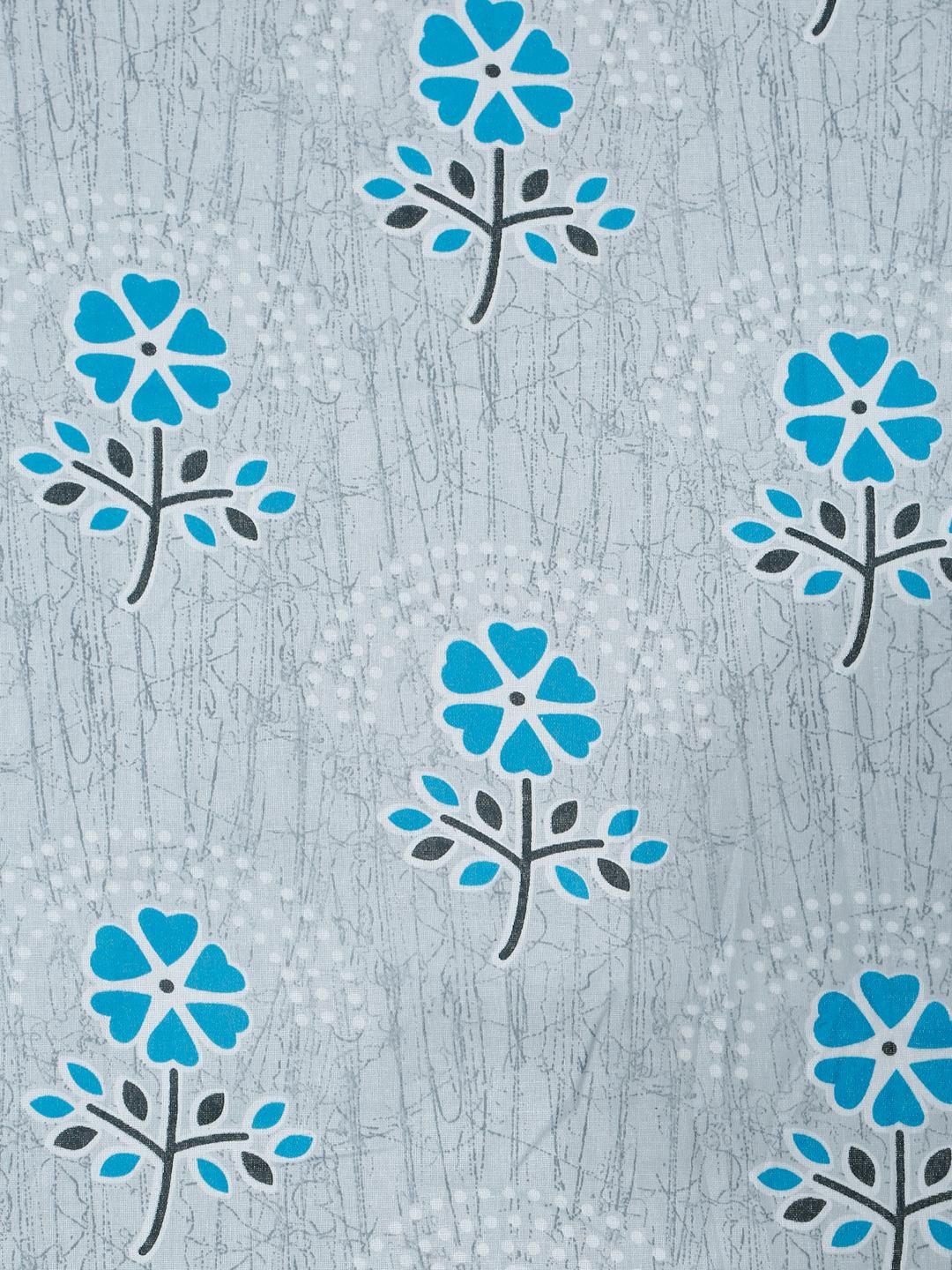 KLOTTHE Set Cadar King Bercetak Bunga Biru 400 TC Kapas 2.50 m x 2.25 m