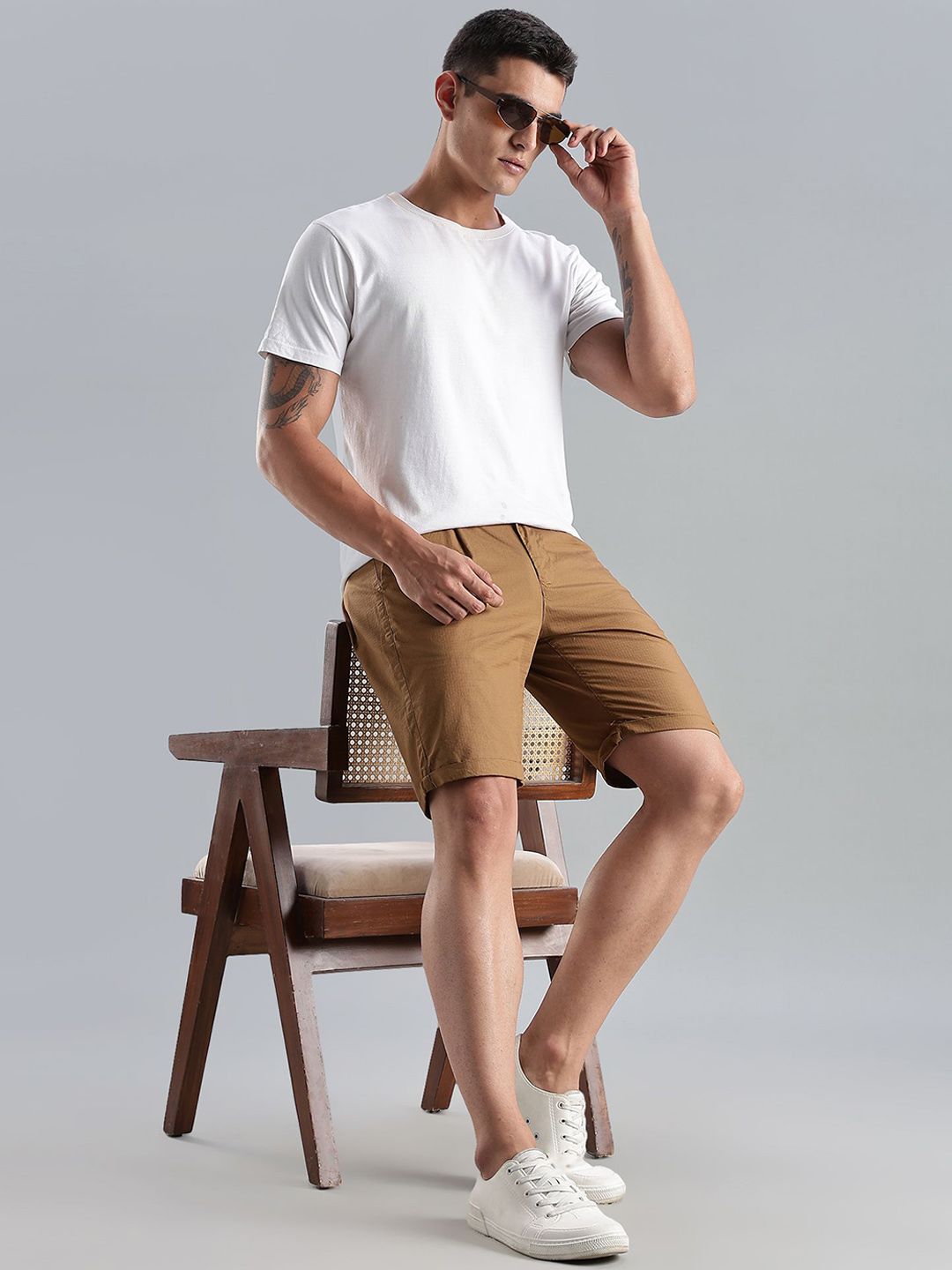 Thomas Scott Men Regular Fit Mid-Rise Pure Cotton Shorts