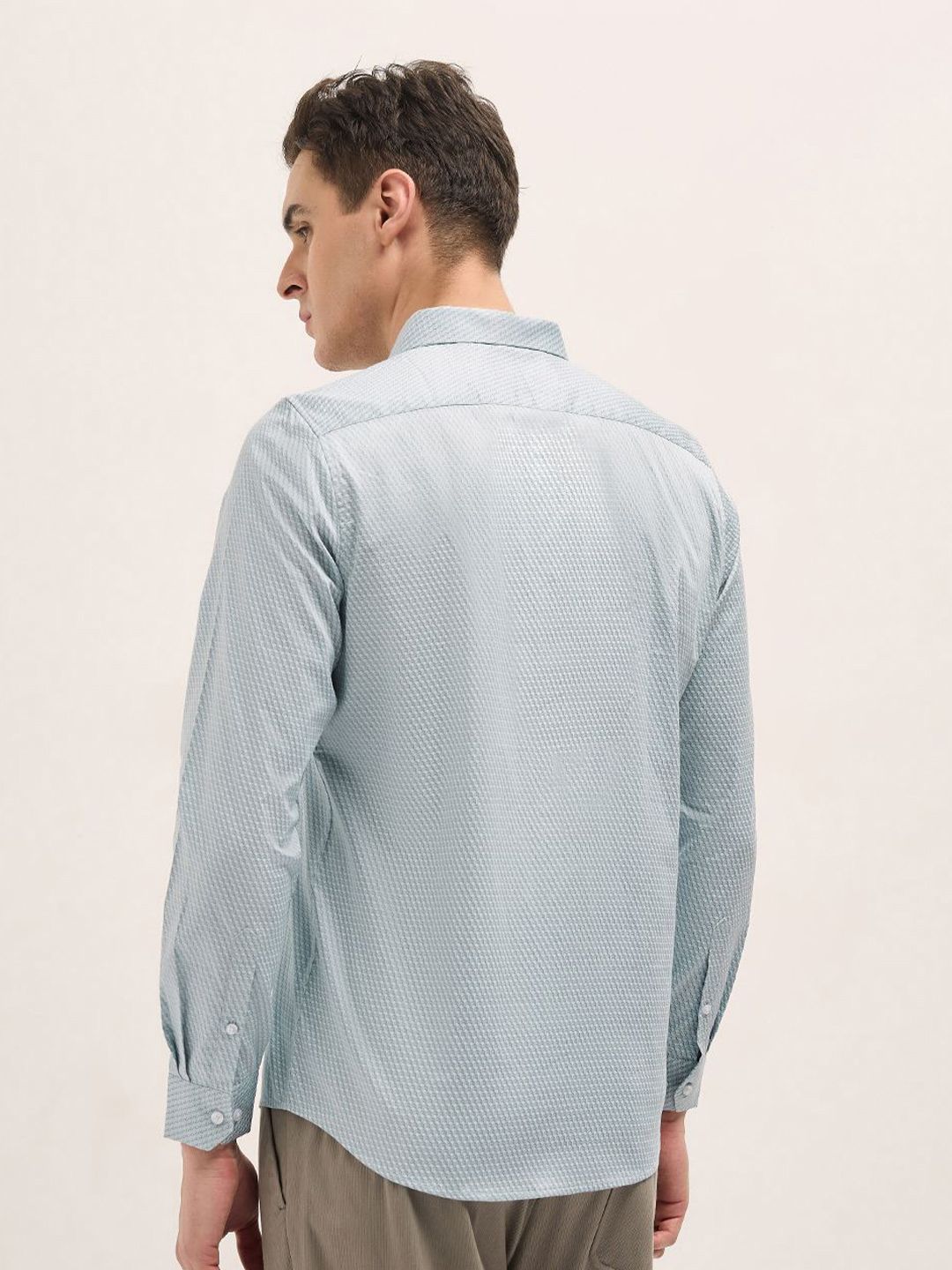 THE BEAR HOUSE Men Spread Collar Geometric Printed Cotton Tailored Fit Formal Shirt