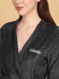 KLOTTHE Self Design Woolen Bath Robe With Belt