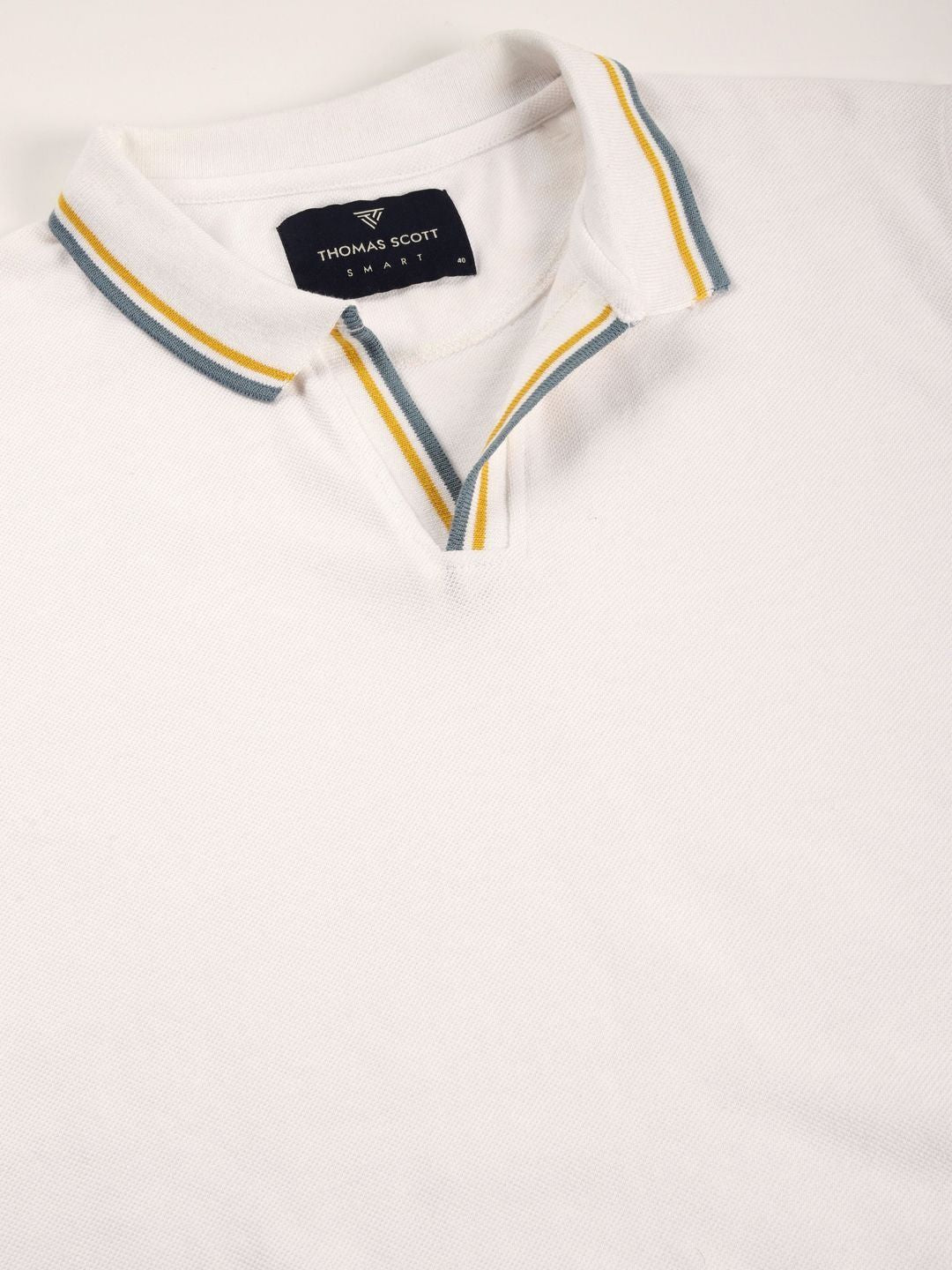 Thomas Scott Men Solid Polo Collar Cotton T-shirt