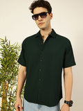 Thomas Scott Men Premium Spread Collar Textured Cotton Casual Shirt