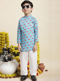 Cutiekins Boys Ethnic Motifs Printed Pure Cotton Kurta with Pyjamas
