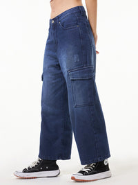 Bewakoof Women Straight Fit High-Rise Light Fade Cotton Cargo Jeans