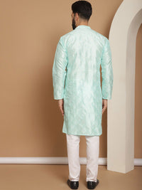 Anouk Ethnic Motifs Embroidered Regular Thread Work Silk Kurta with Churidar