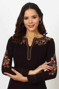 W Floral Embroidered Notch Neck Straight Kurta