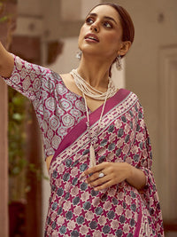 Saree mall Ethnic Motifs Poly Crepe Block Print Sarees