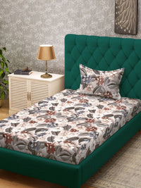 Myntra Elegant Homes Multicoloured Floral 300 TC Single Bedsheet with 1 Pillow Covers