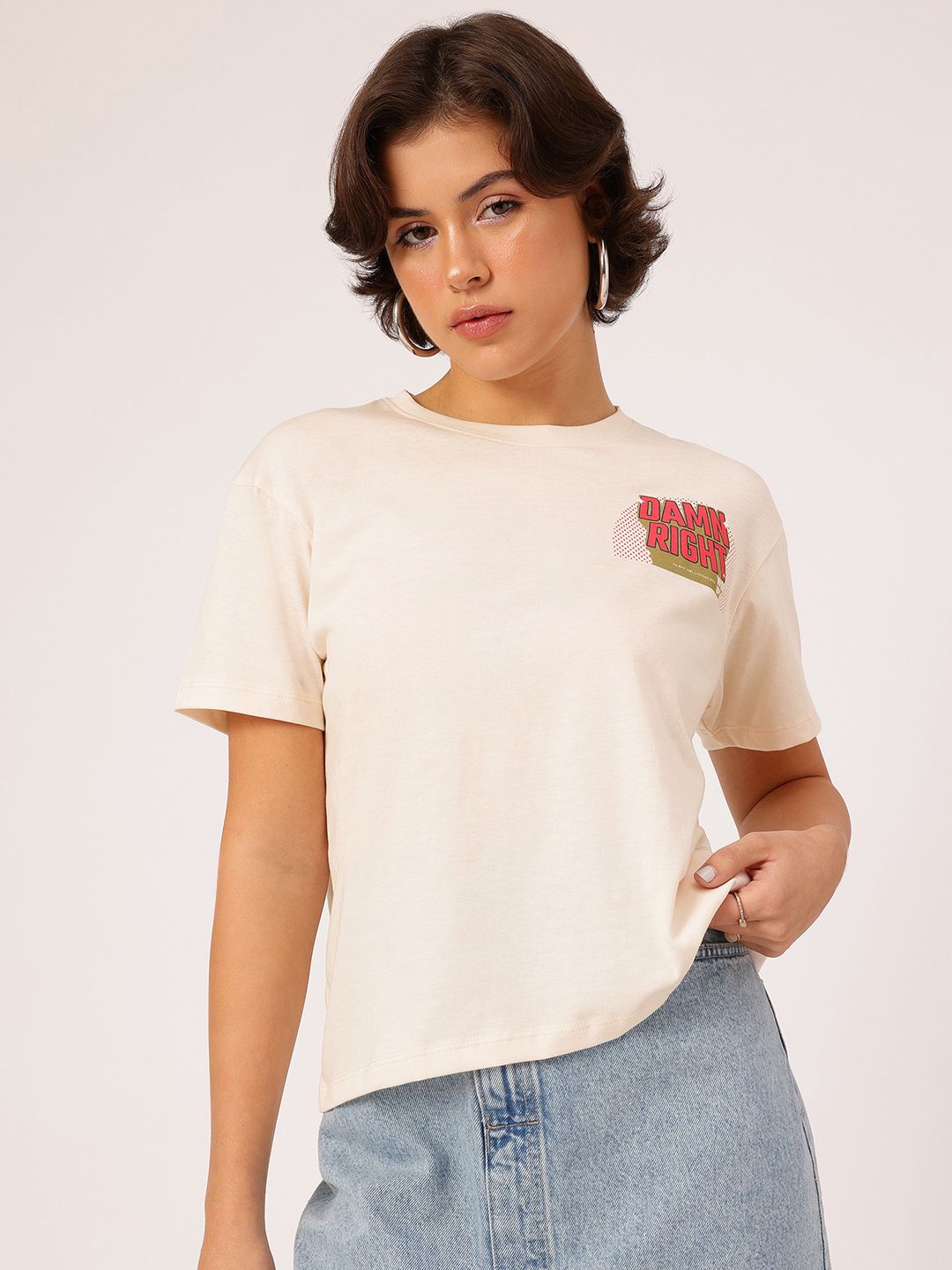 DressBerry Always Funky Typography Printed Casual Tee