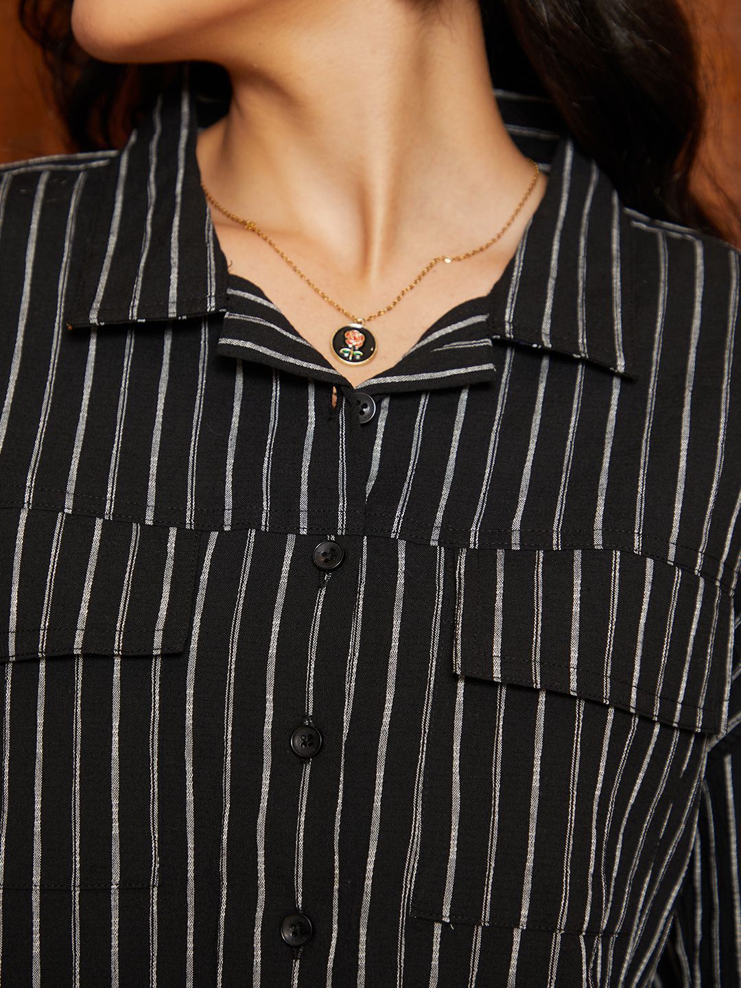 Campus Sutra Women Comfort Cuban Collar Multi Striped Oversized Casual Shirt