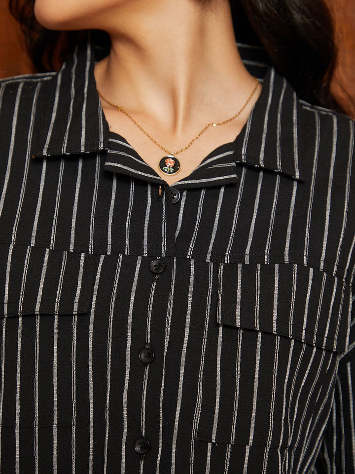 Campus Sutra Women Comfort Cuban Collar Multi Striped Oversized Casual Shirt
