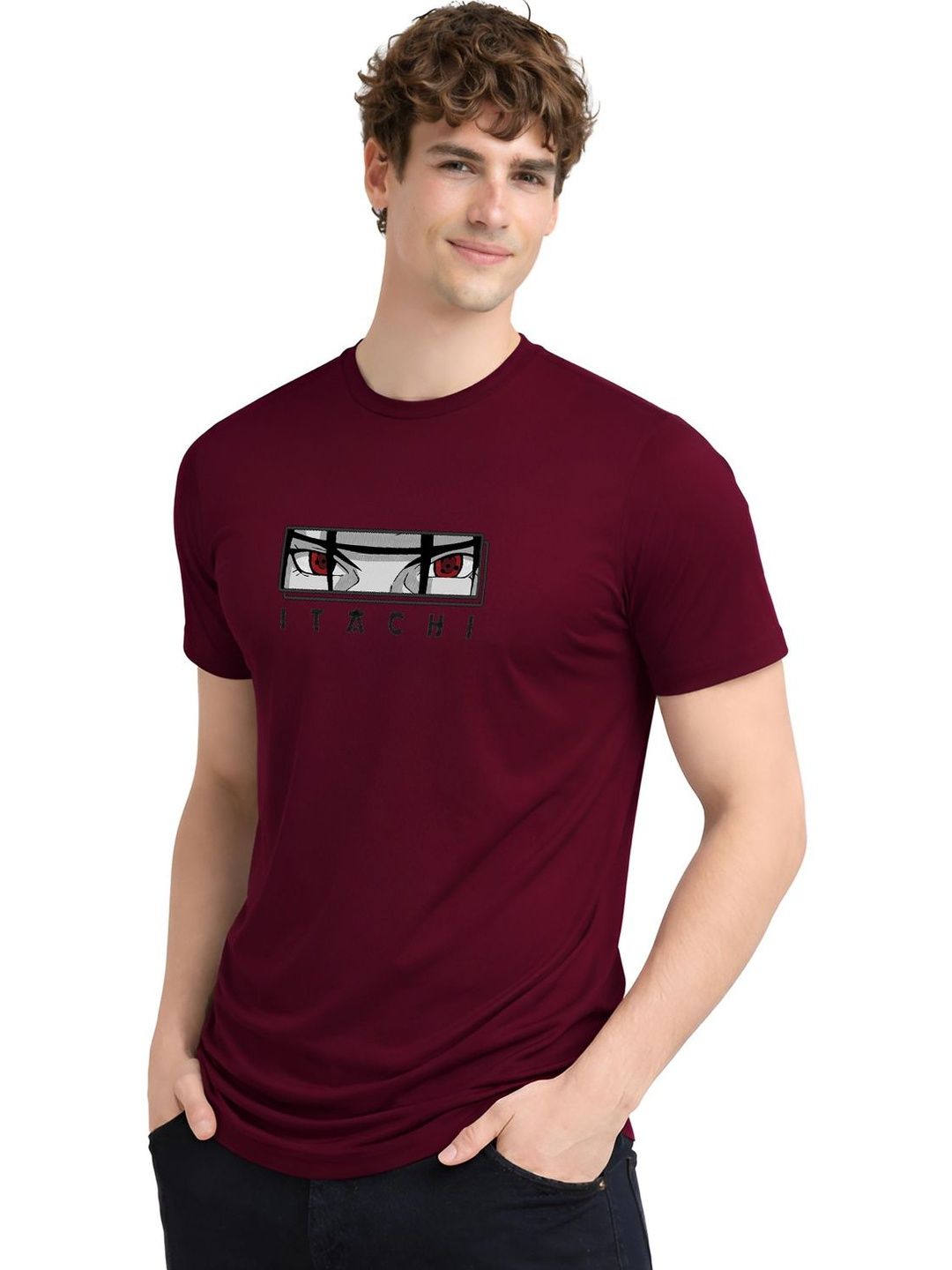 ADRO Graphic Anime Eye Printed Printed Leher Bulat Lengan Pendek Cotton T-shirt
