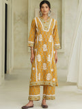 House of Chikankari Women Floral Printed Regular Pure Cotton Kurta with Set
