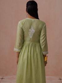 House of Chikankari Ethnic Motifs Print A-Line Maxi Dress