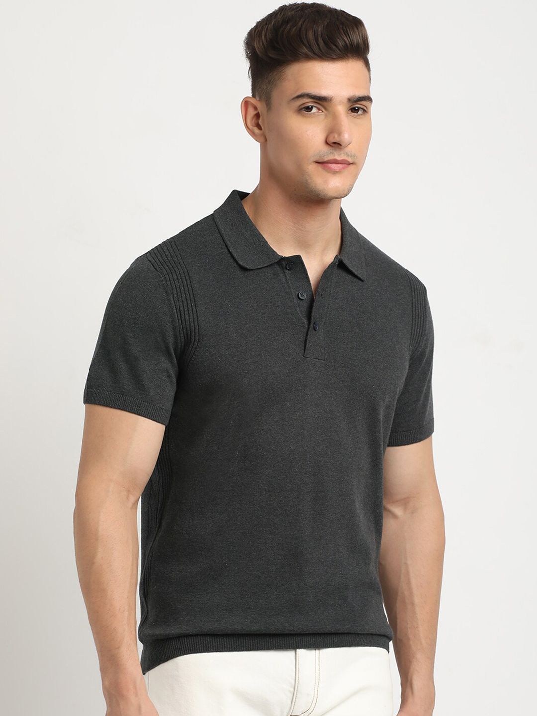 THE BEAR HOUSE Polo Collar Short Sleeves Cotton T-shirt
