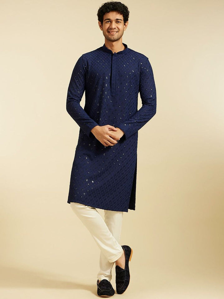 Diwas by Manyavar Ethnic Motifs Embroidered Mandarin Collar Sequinned Straight Kurta
