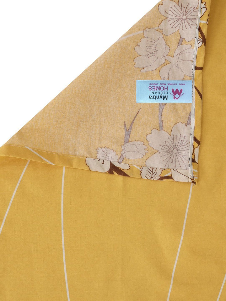 Myntra Elegant Homes Yellow & Beige Floral 400 TC Single Bedsheet with 1 Pillow Covers