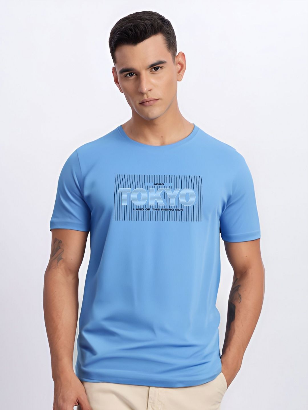 ADRO Typography Printed Round Neck Cotton T-shirt