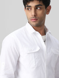Urbano Fashion Men Spread Collar Solid Cotton Casual Shirt