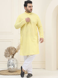 SOJANYA PLUS Floral Embroidered Chikankari Pure Cotton Straight Kurta With Pyjama