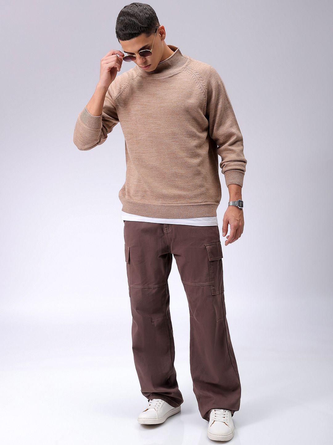 The Indian Garage Co Men Solid Turtle Neck Pullover