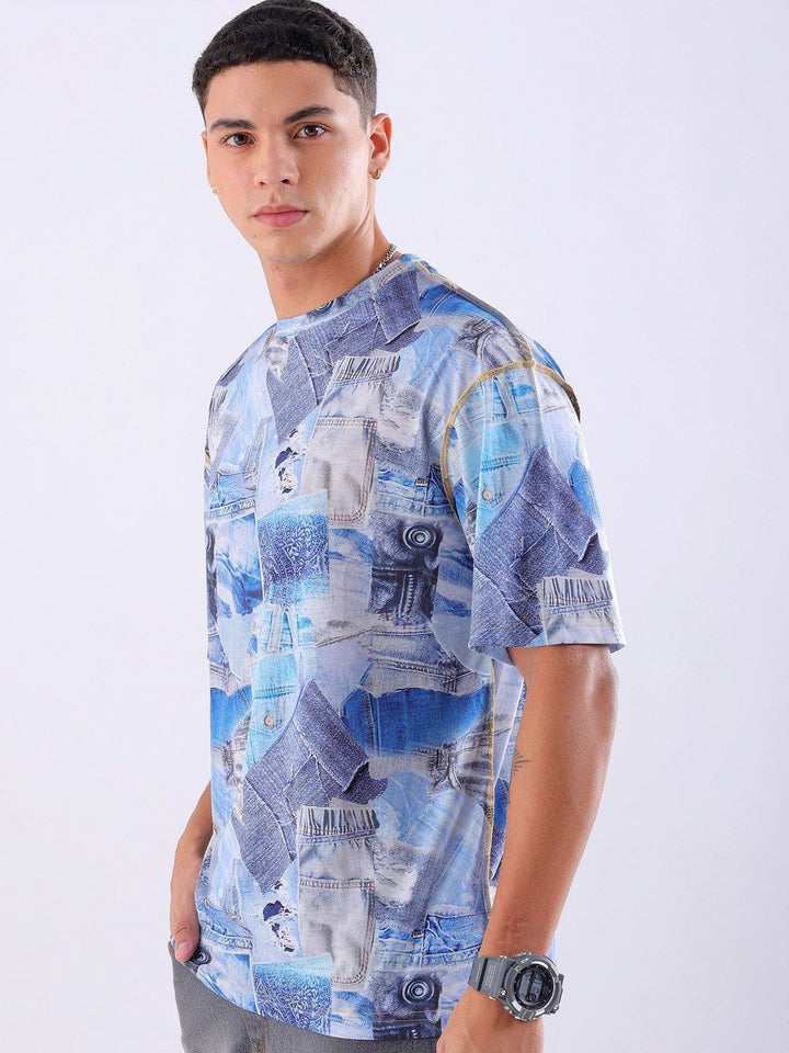 The Indian Garage Co Men Abstract Printed Neck Oversized T-shirt