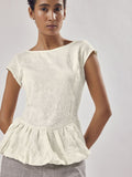 The Label Life Women Ivory Jacquard Bubble Hem Top