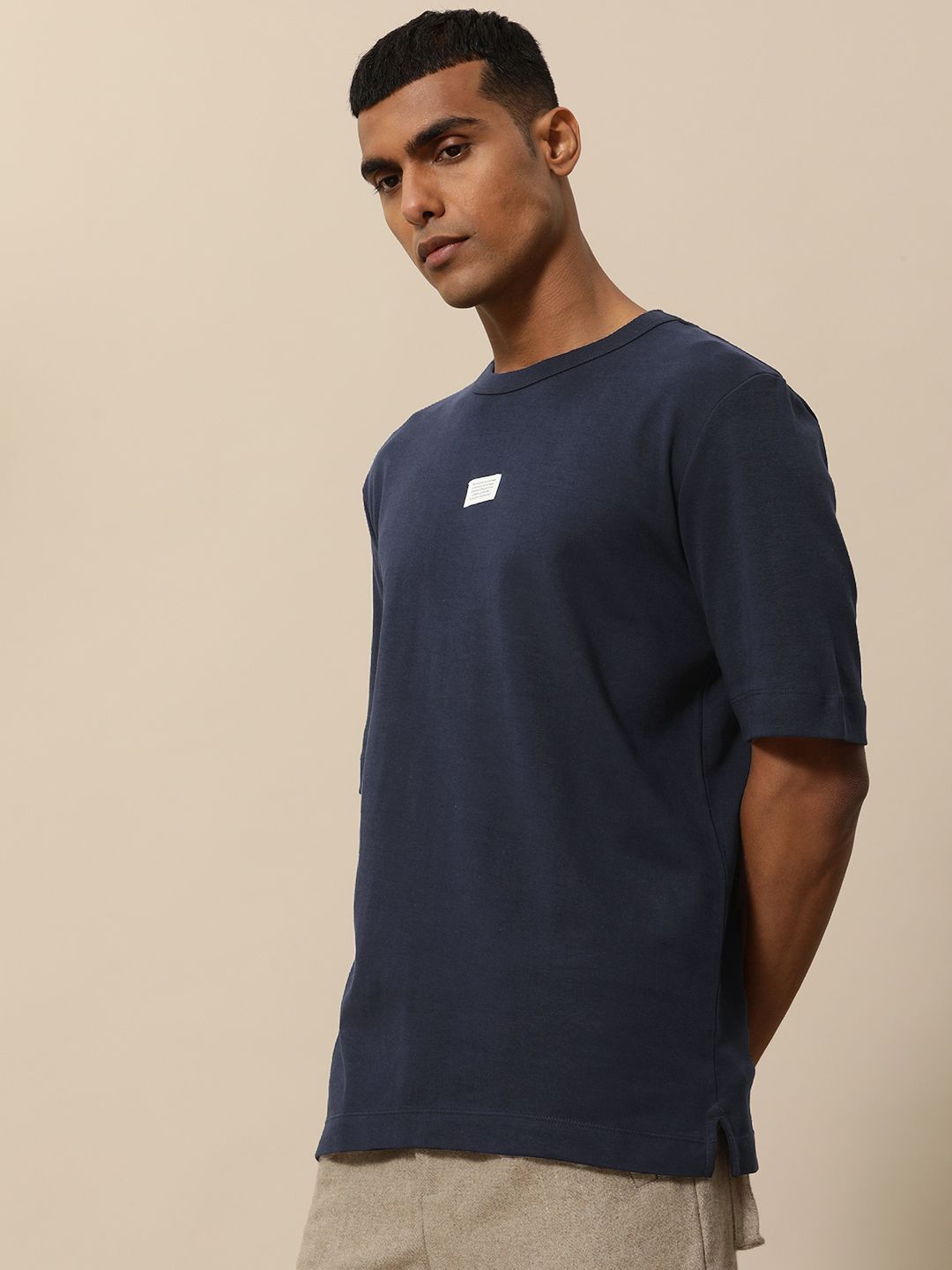 Mr Bowerbird Men Navy Blue Pure Cotton Philosophy Oversized T-shirt