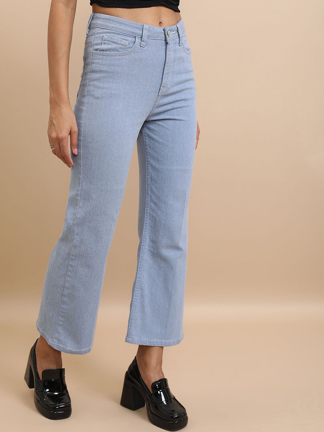 Tokyo Talkies Women Flared Mid-Rise Stretchable Jeans