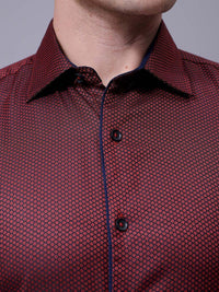The Indian Garage Co. X Luxe Men Slim Fit Cutaway Collar Micro Ditsy Printed Formal Shirt