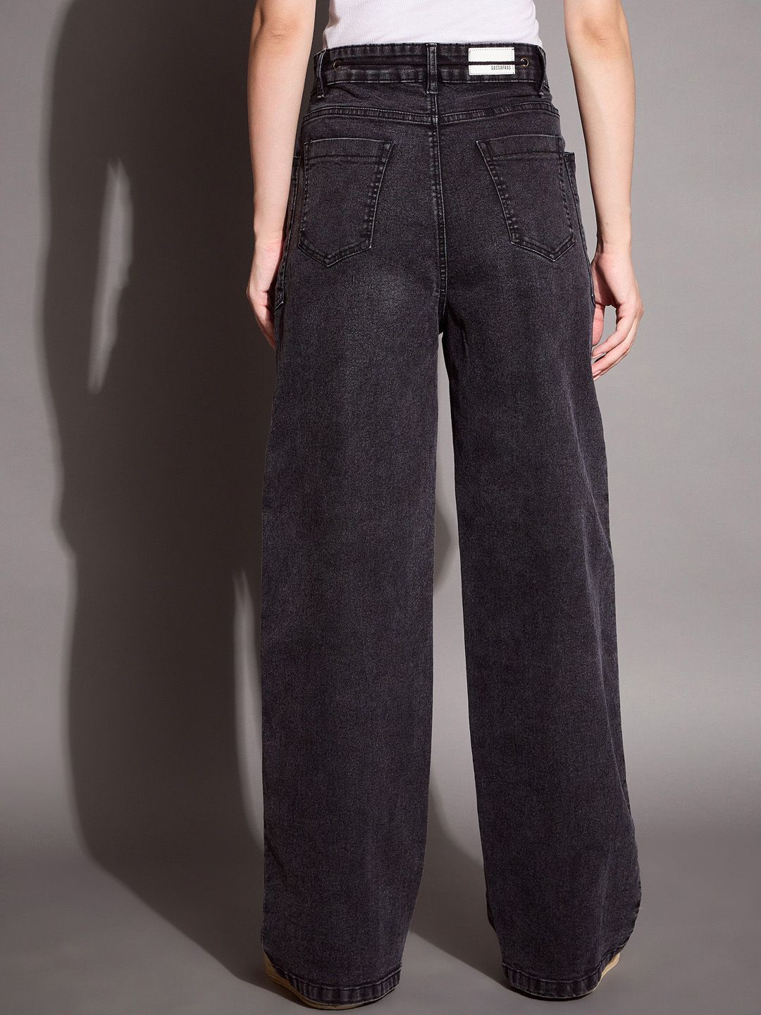 SASSAFRAS BASICS Women Comfort Wide Leg High-Rise Stretchable Jeans