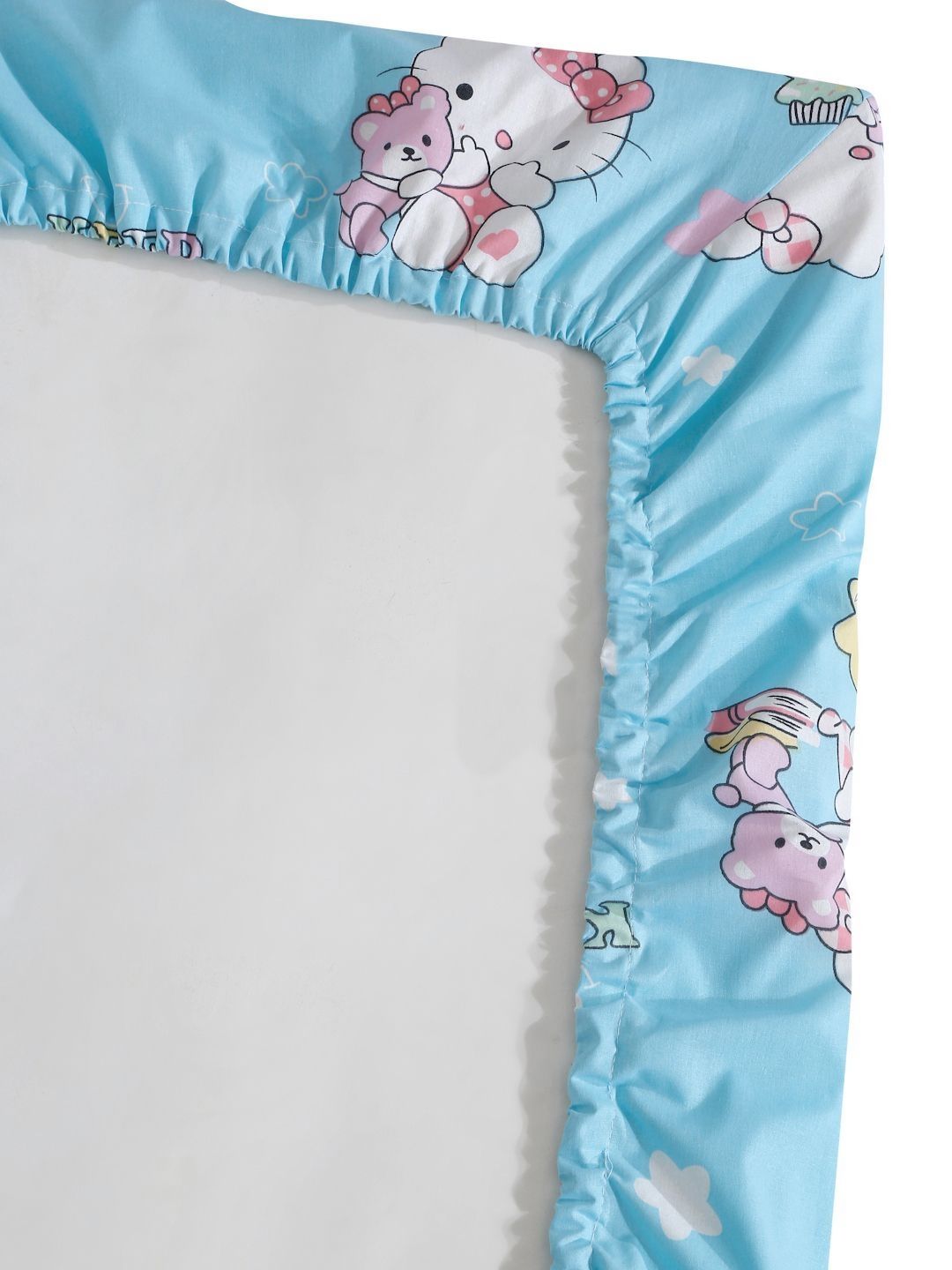 Myntra Elegant Homes Biru Watak Kartun Kapas Tulen 400 TC Dilengkapi Cadar King Superfine dengan 2 Sarung Bantal-89 x 98 inci