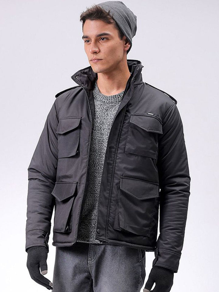 The Indian Garage Co Men Slim Fit Military Bomber Utility Jacket